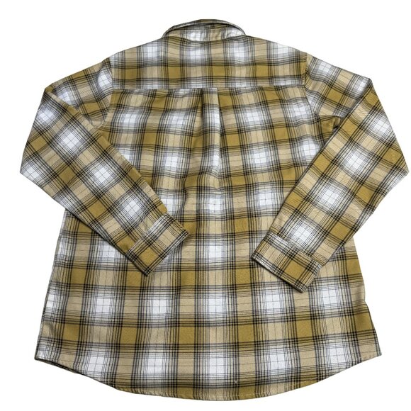 DIXXON Lager Flannel Shirt L Yellow Black White Plaid Workwear Western RARE - Picture 2 of 13